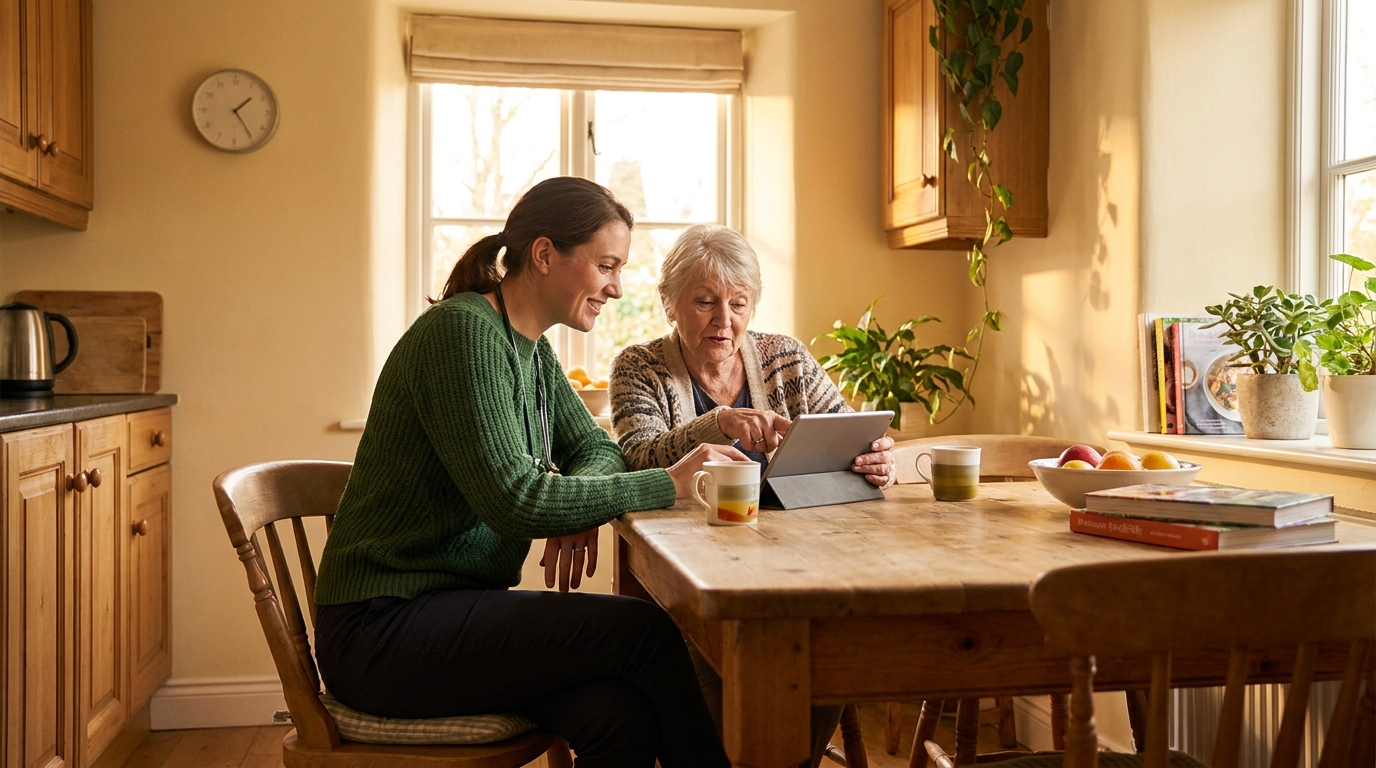 Physician having an in-home consultation