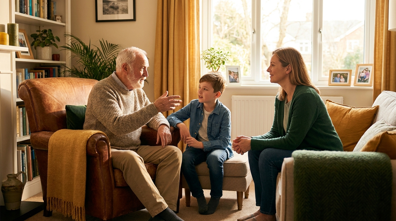 Family having a caring conversation